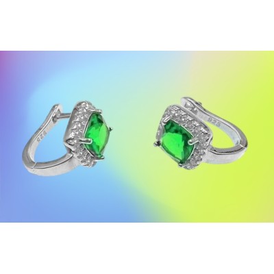 Kolczyki srebrne Ag 925 kwadraty IM0930524ER_GREEN