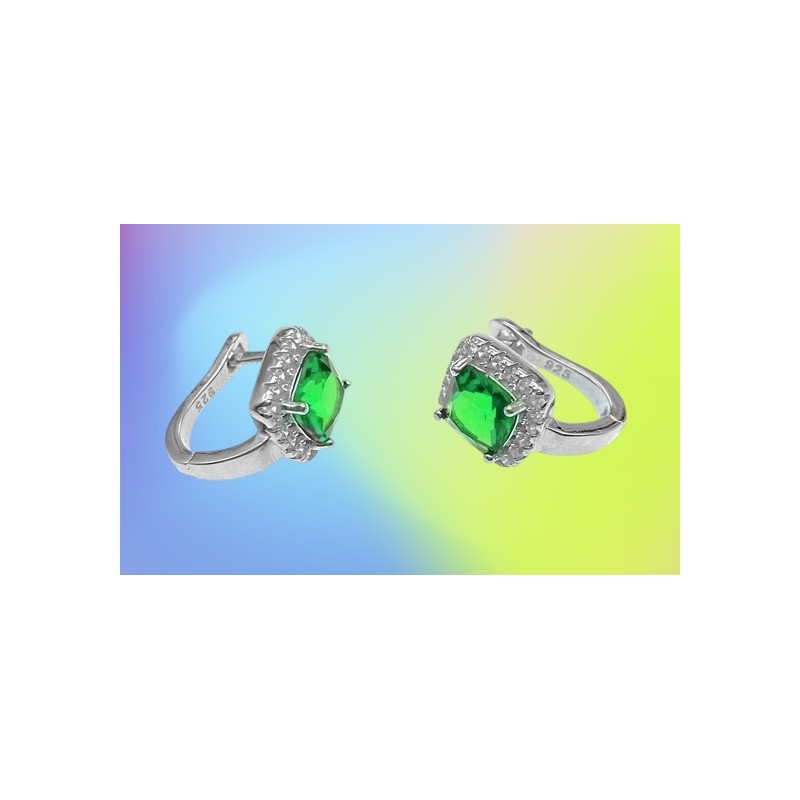 Kolczyki srebrne Ag 925 kwadraty IM0930524ER_GREEN