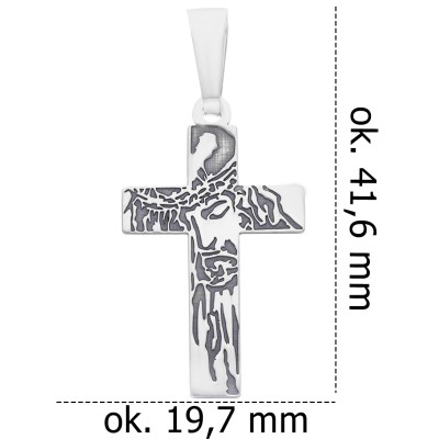 Srebrny krzyż grawerowany z Jezusem KC021R