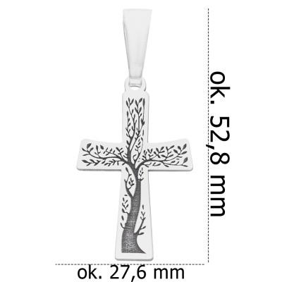 Srebrny krzyż z drzewem życia KC026R_
