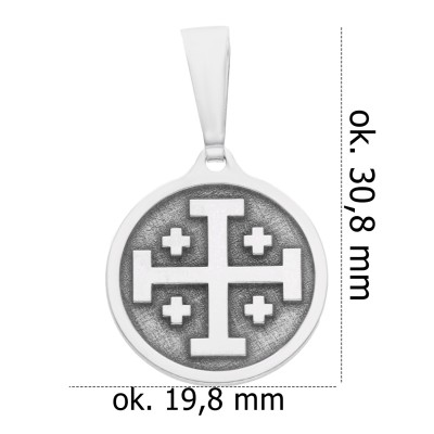 Srebrny medalik z Krzyżem Jerozolimskim KC009R_