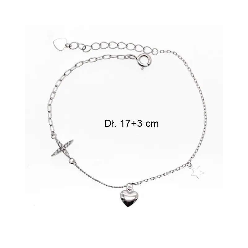 Srebrna bransoleta Ag 925 serce IM0211024BR