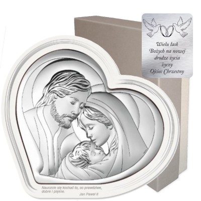 Obrazek Srebrny Święta Rodzina Serce 6432F
