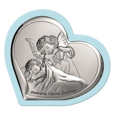 Obrazek Anioł z latarenką na niebieskim drewnie