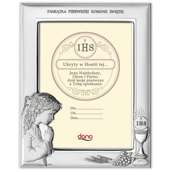 Ramka Srebrna Pamiątka I Komunii DS06/13A