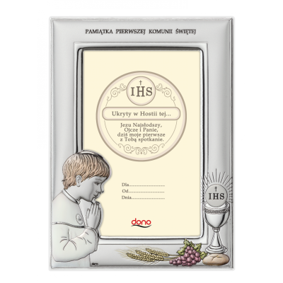Ramka Srebrna Pamiątka I Komunii DS06/13CO