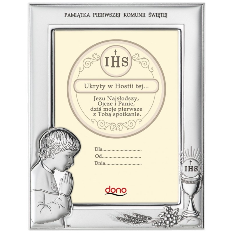 Ramka Srebrna Pamiątka I Komunii DS06/13O