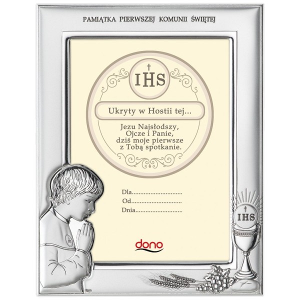 Ramka Srebrna Pamiątka I Komunii DS06/13O