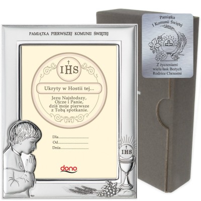 Ramka Srebrna Pamiątka I Komunii DS06/13O