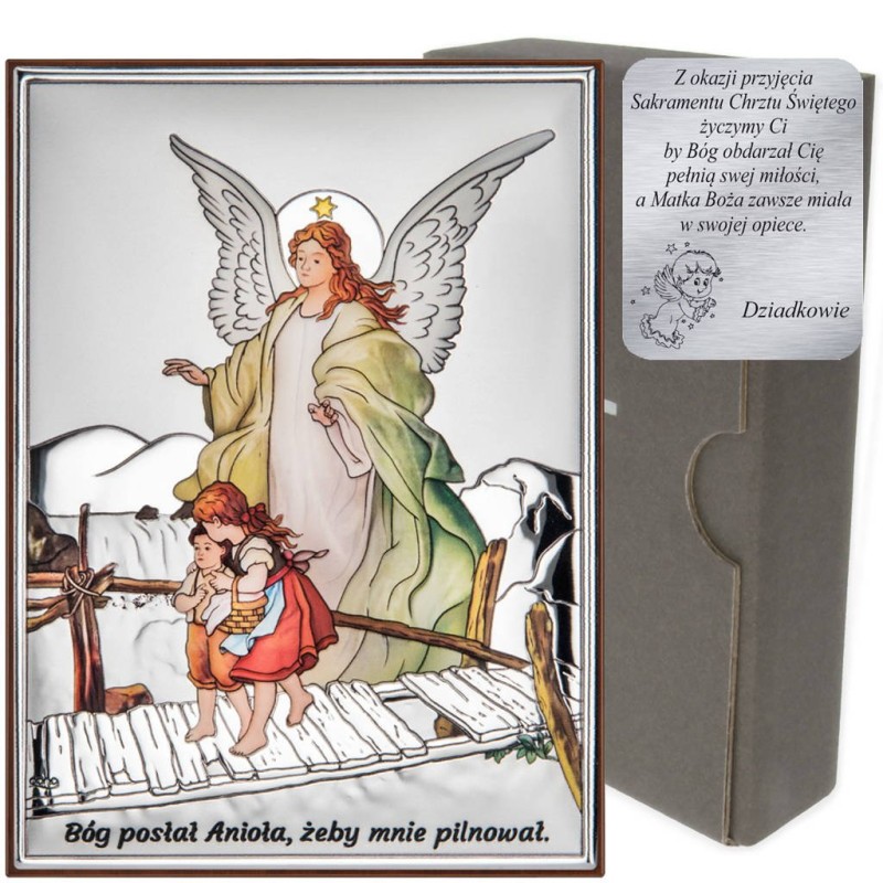 Obrazek srebrny Anioł na kładce DS42/2C