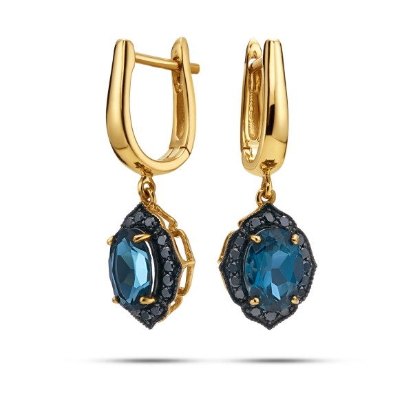 Kolczyki złote Au 585 London Blue Topaz