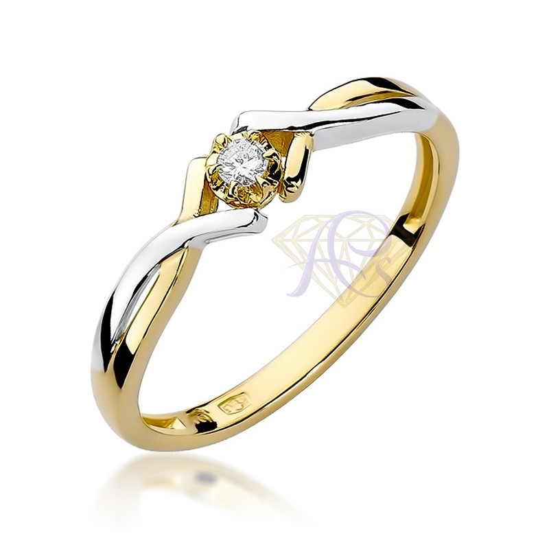 Pierścionek złoty Au 585 z brylantem 0.04ct W-190