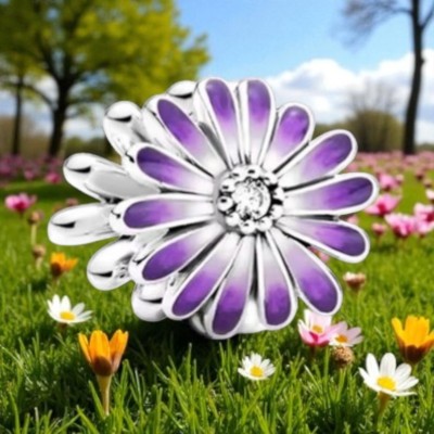 Charms srebrny Ag 925 fioletowy kwiat IM0050525CH