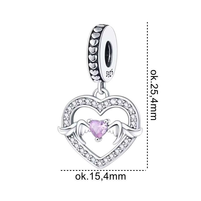 Charms srebrny Ag 925 Serce z cyrkonią IM0590624CH