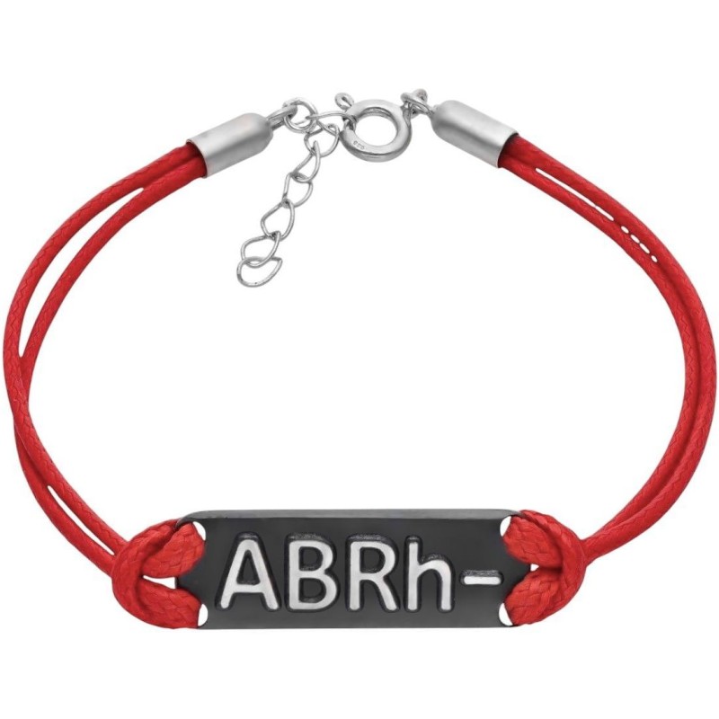 Bransoleta Ag 925 na sznurku grupa krwi BRh+RO