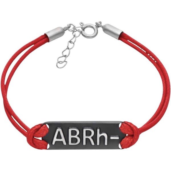 Bransoleta Ag 925 na sznurku grupa krwi BRh+RO