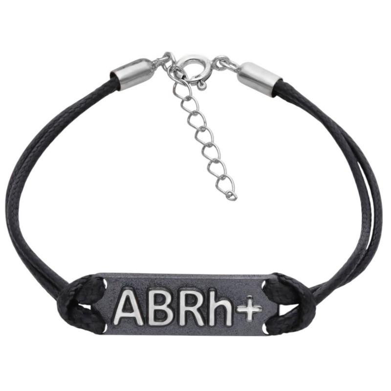 Bransoleta Ag 925 na sznurku grupa krwi ABRh+BO
