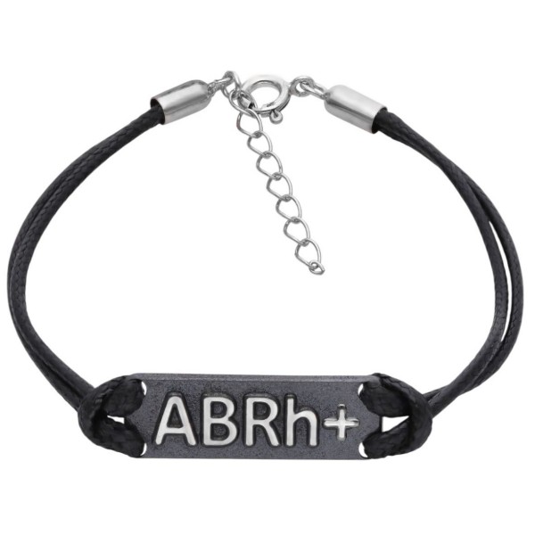 Bransoleta Ag 925 na sznurku grupa krwi ABRh+BO