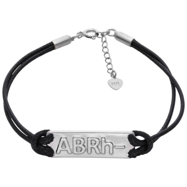 Bransoleta Ag 925 na sznurku grupa krwi ABRh-BR