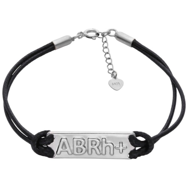 Bransoleta Ag 925 na sznurku grupa krwi ABRh+BR