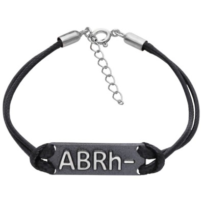 Bransoleta Ag 925 na sznurku grupa krwi ABRh-BO