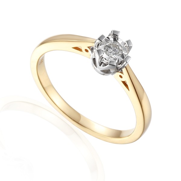 Pierścionek Au585 z brylantem 0.09ct