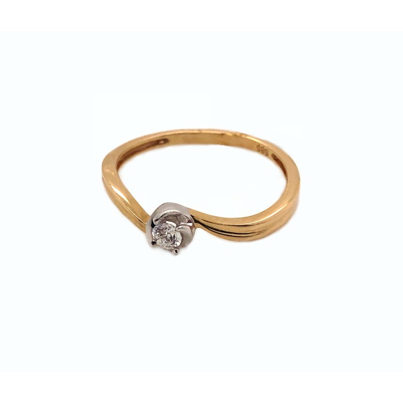 Pierścionek Au585 z brylantem 0.08ct