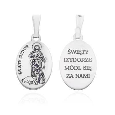 Srebrny medalik Ag 925 rodowany Św. Izydor MDC083R