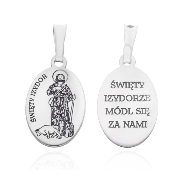 Srebrny medalik Ag 925 rodowany Św. Izydor MDC083R