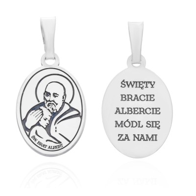 Srebrny medali rodowany Św. Brat Albert MDC072R