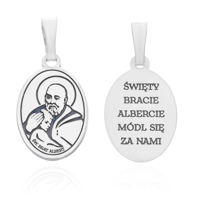 Srebrny medali rodowany Św. Brat Albert MDC072R