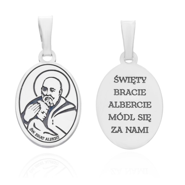 Srebrny medali rodowany Św. Brat Albert MDC072R
